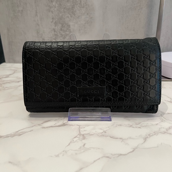 Gucci Black Micro GG Long Wallet - Picture 1 of 6